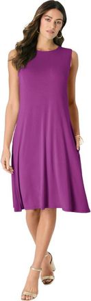 Roaman's Plus Size Stretch Knit Two Pocket Swing Tank Dress in Purple Magenta at Nordstrom, Size 20