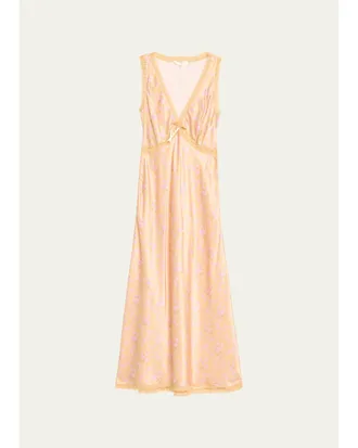 LoveShackFancy Nirelle Floral Satin Midi Dress