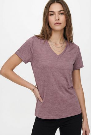 Only Play Trainingsshirt ONLY PLAY ONPCORE LIFE VN SS REG TEE NOOS, Damen, Gr. XL, rose braun detail:melange, Single Jersey, Obermaterial: 96% Polyester, 4% Ela
