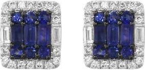 Effy Sterling Silver Diamond Halo Sapphire Stud Earrings in Blue at Nordstrom Rack