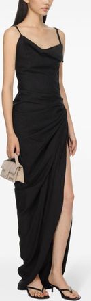 Jacquemus Womens Elegant Saudade Longue Dress - Black viscose - Size EU 36 (Womens)