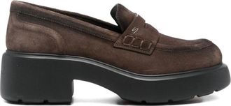 Santoni Bruine Su&egrave;de Rubber Klem - Dames - Loafers - Bruin - 38 EU - Su&egrave;de - Schoenen