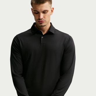 Nike Mens Velocity Dri-FIT Long-Sleeve Golf Polo in Black | IQ6620-010