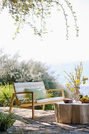 Terrain Coastline Wicker + Teak Two Seat Sofa