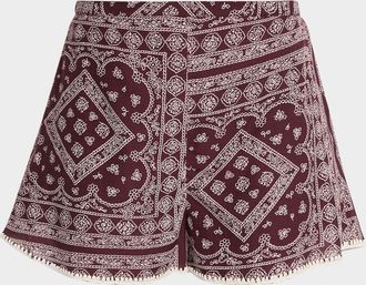 Veronica Beard Tennison Printed Cotton-Blend Shorts