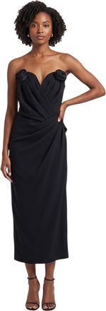 Magda Butrym Black Solid Strapless Midi Dress