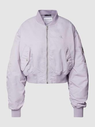 Calvin Klein Jeans Bomberjacke mit Label-Stitching in Flieder, Gr&ouml;&szlig;e XS