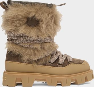 Moncler Peak Apres Shearling and Suede Boots