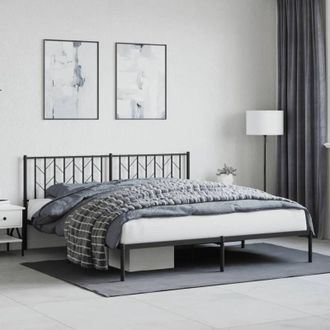vidaXL Estructura Cama Sin Colch&oacute;n Con Cabecero Metal Negro 180x200 Cm Vidaxl