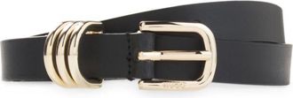 HUGO BOSS Italian leather belt with gold-tone hardware