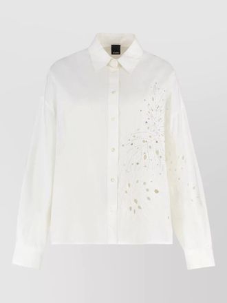 Pinko rhinestone-embroidered boxy cotton shirt