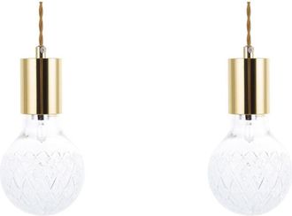 Beliani Set of 2 Pendant Lamps ANZA Glass Gold