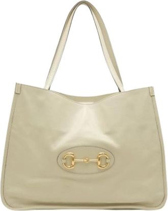 Gucci Pre-owned Horsebit Tote Bag - Dames - Vintage Shopper - Beige - ONE Size - Leer - Vintage