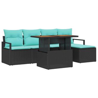 vidaXL Conjunto De Comedor De Jard&iacute;n 6 Pcs Negro Y Verde Azulado Vidaxl