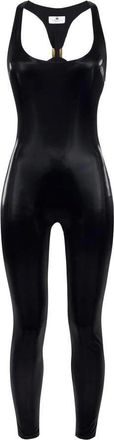 Elisabetta Franchi Jumpsuits & Playsuits, Dames, Zwart, XS, Polyester, Vinyl Jumpsuit met Juweel Detail