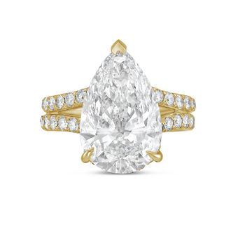 Diana M. Jewels 14kt yellow gold 2ct lab grown pear diamond Micropav&eacute; Split Shank Ring