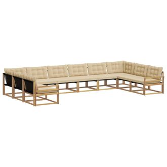 vidaXL Conjunto De Sof&aacute;s De Exterior Con Coj&iacute;n 10 Pcs Y Beige Vidaxl