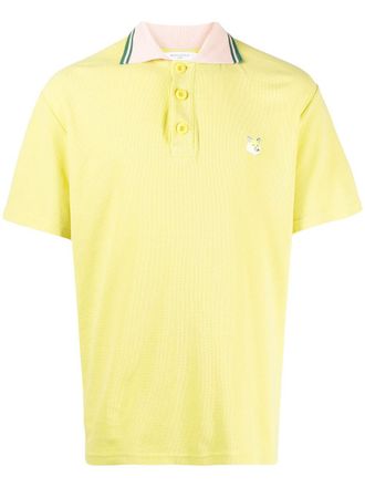 Maison Kitsun&eacute; logo-patch polo shirt - Yellow