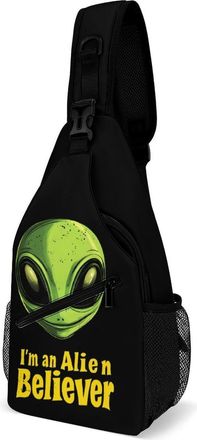Generic Aliens Believer Unisex Shoulder Bags Casual Crossbody Chest Bag Sling Backpack for Hiking Cycling Travel
