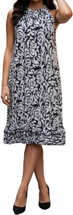 MSK Rose Midi Dress In Black White