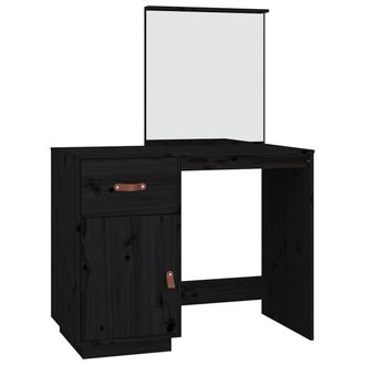 Berkfield Home Dressing Table Black 95x50x134 cm Solid Wood Pine | Size: 95 x 50 x 134 cm