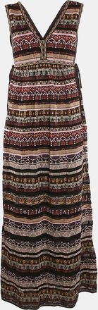 M Missoni Black/pink Stripe Lurex Knit Sleeveless Maxi Dress