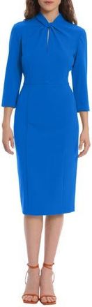 Donna Morgan Crepe Three-Quarter Sleeve Sheath Dress in Ocean Blue at Nordstrom Rack, Size 6