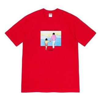SUPREME FW19 Week 1 Heaven and Earth Tee Printing Short Sleeve Unisex Red SUP-FW19-195