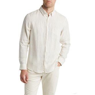 Brax Daniel Linen Button-Down Shirt in Coconut at Nordstrom, Size Medium