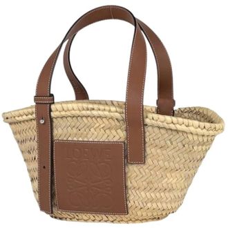 Loewe Pre-owned Raffia Basket Handbag - Dames - Vintage Shopper - Beige - ONE Size - Leer - Vintage