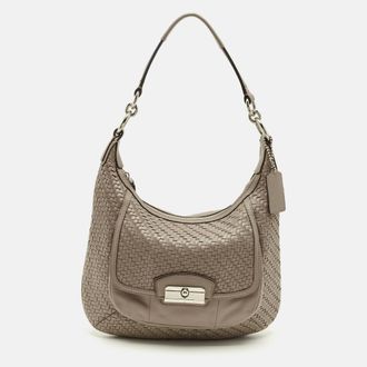 Coach Grey Woven Leather Kristin Hobo