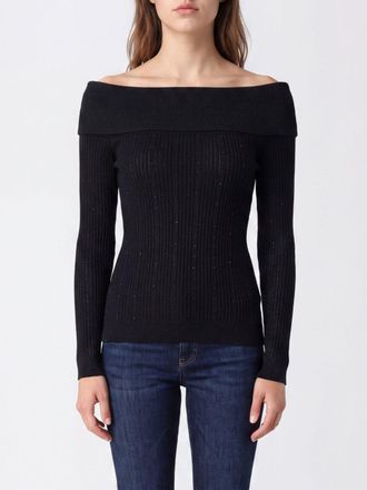 Liu Jo Maglia slim in lana vergine a coste con scollo a barca