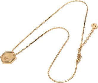 Dior Pre-owned Womens Gold Plated Hexagon Logo Pendant Necklace - Beige - One Size