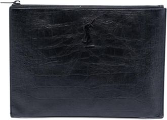 Saint Laurent Pre-owned Saint Laurent Croc Embossed Leather Monogram Document Holder Ladies YBZXFG8H811ZS5MS