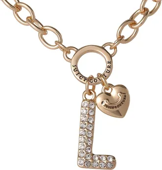 Juicy Couture Bubble Letter Necklace for Women with Clear Stones 18+2, Chunky Initial Necklace Gold-Tone in Letter L at Nordstrom