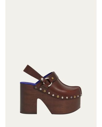 Chlo&eacute; 115mm Talis Studded Leather Platform Clogs