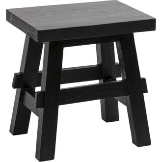 Jonathan Y Designs Revine Rustic Farmhouse Solid Mindi Wood Handcrafted Accent Stool in Black at Nordstrom