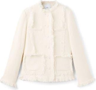 Mango Fray Trim Tweed Jacket in Off White at Nordstrom Rack, Size X-Small