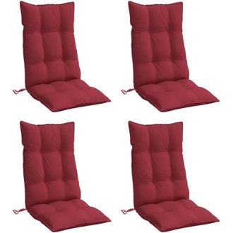 vidaXL Cuscini Sedia con Schienale Alto 4 pz Rosso Vino Tessuto Oxford vidaXL