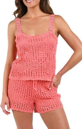 La Blanca Waverly Lace Overlay Cotton Cover-Up Camisole in Coral Reef at Nordstrom Rack, Size X-Small
