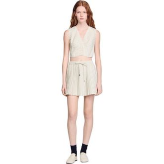 Sandro Short rhinestone striped skirt in Ecru at Nordstrom, Size 34 Eu