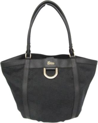 Gucci Pre-owned Tote Bags, female, Black, Size: ONE SIZE Pre-owned Canvas Tote Bag