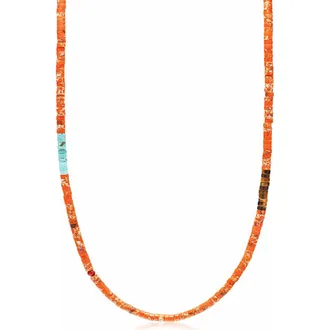 Nialaya Orange Jasper Heishi Necklace at Nordstrom