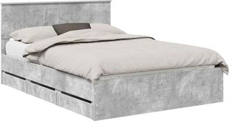 vidaXL Estructura De Cama Gris Concreto 135 X 190 Cm Madera Ingenieril Vidaxl