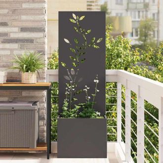 vidaXL Macetero De Jard&iacute;n Con Panel Decorativo Negro 50 X 140 Cm Vidaxl
