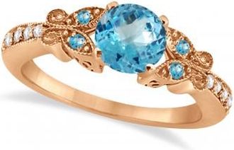 Allurez Butterfly Blue Topaz & Diamond Engagement Ring 18K Rose Gold (1.78ct)