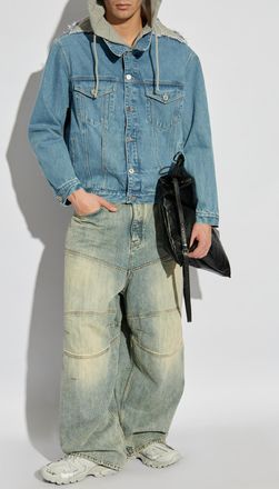 VETEMENTS Denim Jacket With Hood, Mens, Blue