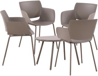Clp Grupo De Asientos Velvena Gris Topo 4 Sillas