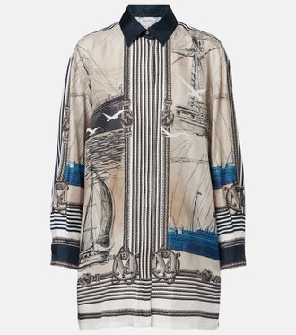 Max Mara Oversized printed silk twill shirt