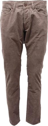 Michael Coal Velvet broek met geribbelde boorden - Heren - Slim Fit Broeken - Bruin - W35 - Katoen - Broeken